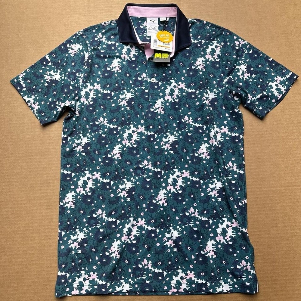 Puma Arnold Palmer 623954 MATTR NWT Polo Mens Sz S Green Floral Performance Golf